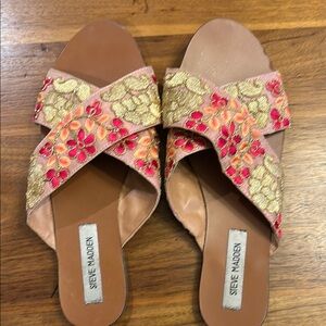 Steve Madden Pink and Gold Embroidered Women's Sandals